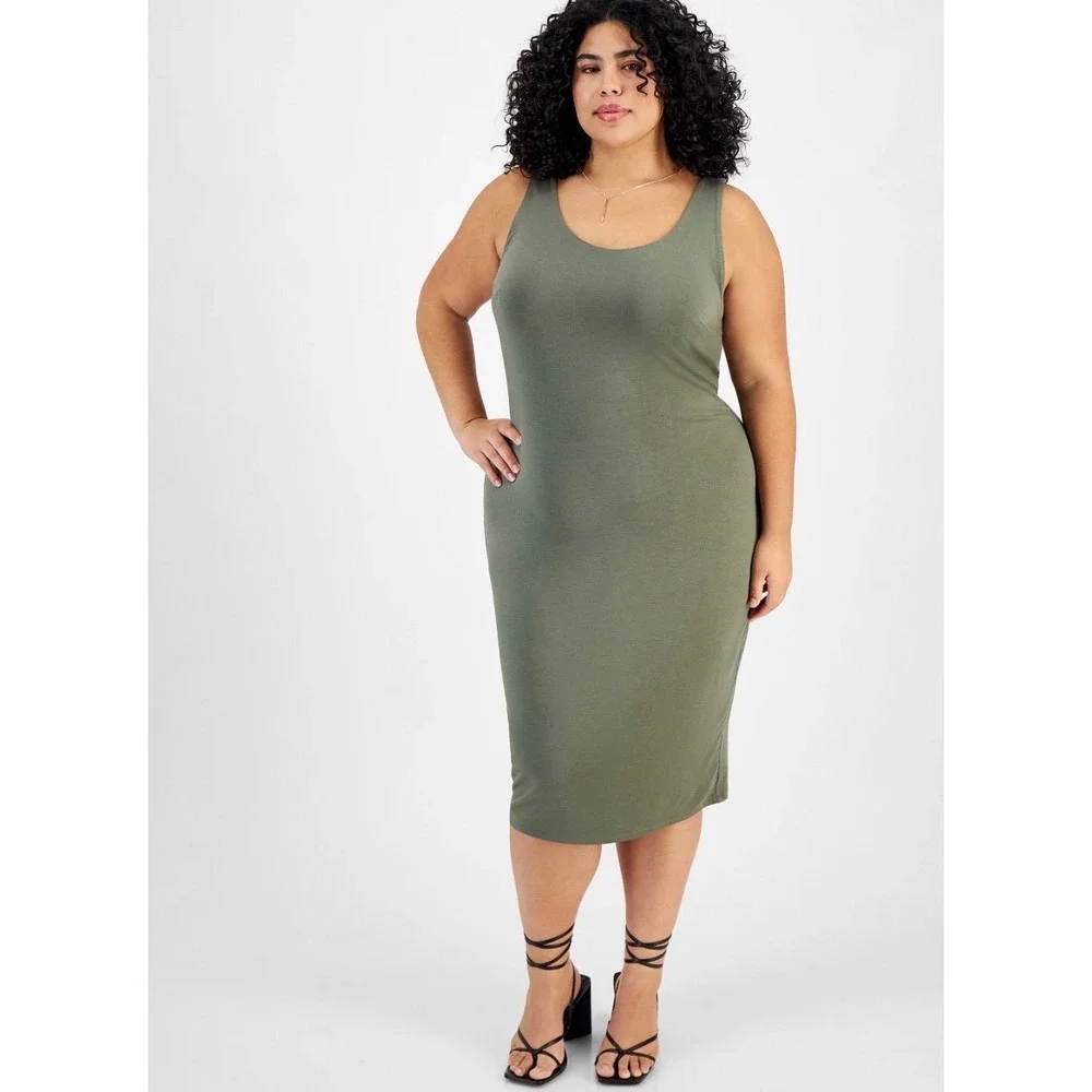 bar iii green dress Bar III Bodycon Green Midi Dress, Large